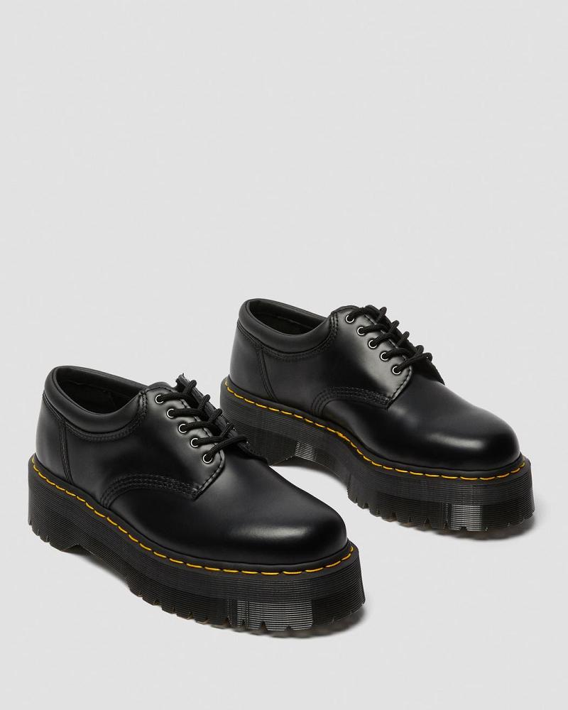 Dr Martens 8053 Leren Platform Vrijetijdsschoenen Dames Zwart | NL 66NWY